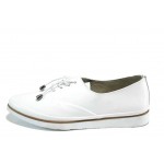 Бели анатомични дамски обувки с равна подметка, естествена кожа - всекидневни обувки за пролетта и лятото N 100010010