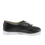 Черни анатомични дамски обувки с равна подметка, естествена кожа - всекидневни обувки за пролетта и лятото N 100010201