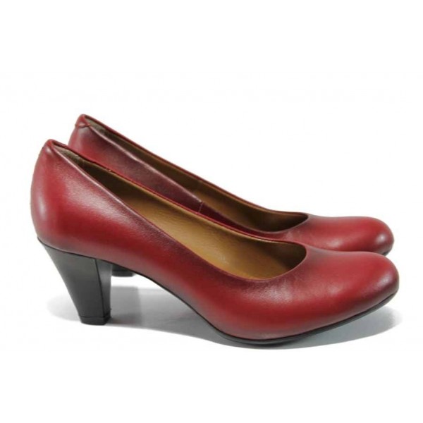 Червени дамски обувки със среден ток, естествена кожа - всекидневни обувки за пролетта и лятото N 100012082