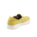 Жълти анатомични дамски обувки с равна подметка, естествена кожа - всекидневни обувки за пролетта и лятото N 100012108