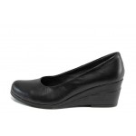 Черни анатомични дамски обувки с платформа, естествена кожа - всекидневни обувки за пролетта и лятото N 100012117