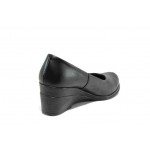 Черни анатомични дамски обувки с платформа, естествена кожа - всекидневни обувки за пролетта и лятото N 100012117