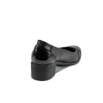Черни анатомични дамски обувки със среден ток, естествена кожа - всекидневни обувки за пролетта и лятото N 100012112