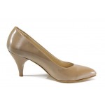 Бежови дамски обувки с висок ток, здрава еко-кожа - официални обувки за пролетта и лятото N 100012151