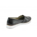 Черни анатомични дамски обувки с равна подметка, естествена кожа - всекидневни обувки за пролетта и лятото N 100012147