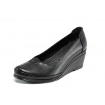 Тъмносини анатомични дамски обувки с платформа, естествена кожа - ежедневни обувки за пролетта и лятото N 100012140