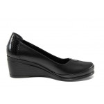 Тъмносини анатомични дамски обувки с платформа, естествена кожа - ежедневни обувки за пролетта и лятото N 100012140