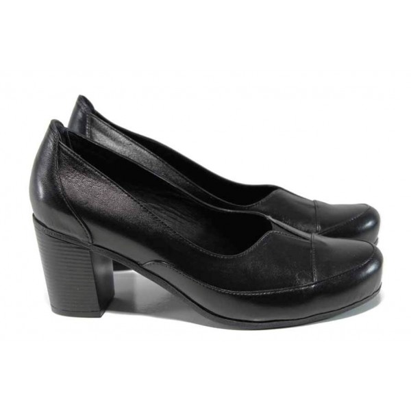 Бежови анатомични дамски обувки с висок ток, естествена кожа - ежедневни обувки за пролетта и лятото N 100012142