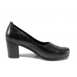 Бежови анатомични дамски обувки с висок ток, естествена кожа - ежедневни обувки за пролетта и лятото N 100012142