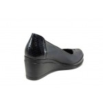 Тъмносини анатомични дамски обувки с платформа, естествена кожа - ежедневни обувки за пролетта и лятото N 100012139