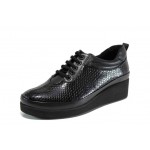 Черни ортопедични дамски обувки с платформа, естествена кожа - всекидневни обувки за пролетта и лятото N 100012160