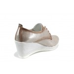Бежови анатомични дамски обувки с платформа, естествена кожа - всекидневни обувки за пролетта и лятото N 100012161