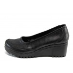 Черни анатомични дамски обувки с платформа, естествена кожа - всекидневни обувки за пролетта и лятото N 100012172