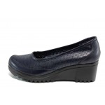 Сини анатомични дамски обувки с платформа, естествена кожа - всекидневни обувки за пролетта и лятото N 100012173