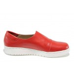 Червени анатомични дамски обувки с равна подметка, естествена кожа - спортни обувки за пролетта и лятото N 100012174