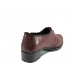 Винени дамски обувки със среден ток, естествена кожа - всекидневни обувки за пролетта и лятото N 100012287