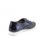 Сини анатомични дамски обувки с равна подметка, естествена кожа - всекидневни обувки за пролетта и лятото N 100012359