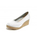 Бели анатомични дамски обувки с платформа, естествена кожа - всекидневни обувки за пролетта и лятото N 100012356