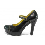Зелени анатомични дамски обувки с висок ток, естествена кожа - всекидневни обувки за пролетта и лятото N 100012357