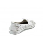 Бели анатомични дамски мокасини, естествена кожа - ежедневни обувки за пролетта и лятото N 100012456