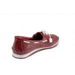 Червени анатомични дамски мокасини, естествена кожа - ежедневни обувки за пролетта и лятото N 100012458