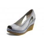 Сиви дамски обувки с платформа, естествена кожа - всекидневни обувки за пролетта и лятото N 100012464