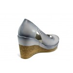 Сиви дамски обувки с платформа, естествена кожа - всекидневни обувки за пролетта и лятото N 100012464