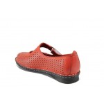 Червени анатомични дамски обувки с равна подметка, естествена кожа - ежедневни обувки за пролетта и лятото N 100012455