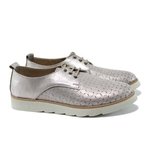 Розови анатомични дамски обувки с равна подметка, естествена кожа - ежедневни обувки за пролетта и лятото N 100012476