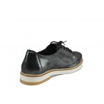 Черни анатомични дамски обувки с равна подметка, естествена кожа - ежедневни обувки за пролетта и лятото N 100012474
