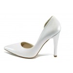 Сребристи дамски обувки с висок ток, здрава еко-кожа - официални обувки за пролетта и лятото N 100012513