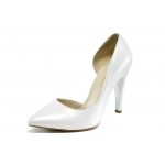 Сребристи дамски обувки с висок ток, здрава еко-кожа - официални обувки за пролетта и лятото N 100012513