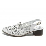 Бели анатомични дамски обувки със среден ток, естествена кожа - всекидневни обувки за пролетта и лятото N 100012514