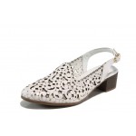 Бели анатомични дамски обувки със среден ток, естествена кожа - всекидневни обувки за пролетта и лятото N 100012514
