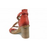 Червени анатомични дамски сандали, естествена кожа - всекидневни обувки за пролетта и лятото N 100012492