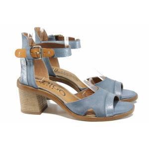 Сини анатомични дамски сандали, естествена кожа - всекидневни обувки за пролетта и лятото N 100012502