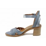 Сини анатомични дамски сандали, естествена кожа - всекидневни обувки за пролетта и лятото N 100012502