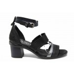 Черни анатомични дамски сандали, естествена кожа - всекидневни обувки за пролетта и лятото N 100012501