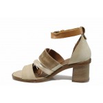 Бежови анатомични дамски сандали, естествена кожа - всекидневни обувки за пролетта и лятото N 100012500