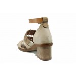 Бежови анатомични дамски сандали, естествена кожа - всекидневни обувки за пролетта и лятото N 100012500