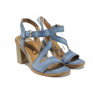 Сини анатомични дамски сандали, естествена кожа - всекидневни обувки за пролетта и лятото N 100012495