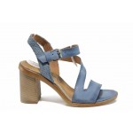 Сини анатомични дамски сандали, естествена кожа - всекидневни обувки за пролетта и лятото N 100012495