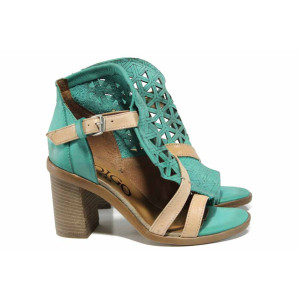 Зелени анатомични дамски сандали, естествена кожа - всекидневни обувки за пролетта и лятото N 100012504