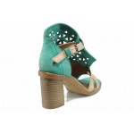 Зелени анатомични дамски сандали, естествена кожа - всекидневни обувки за пролетта и лятото N 100012504