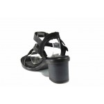 Черни анатомични дамски сандали, естествена кожа - всекидневни обувки за пролетта и лятото N 100012498