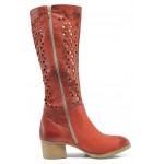 Червени летни анатомични дамски ботуши, естествена кожа - всекидневни обувки за пролетта и лятото N 100012510