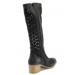 Черни летни анатомични дамски ботуши, естествена кожа - всекидневни обувки за пролетта и лятото N 100012509