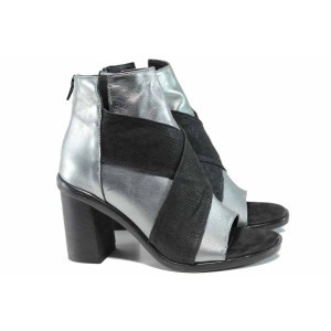 Сребристи летни анатомични дамски боти, естествена кожа - ежедневни обувки за пролетта и лятото N 100012515