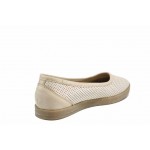 Бежови анатомични дамски обувки с равна подметка, естествена кожа - всекидневни обувки за пролетта и лятото N 100012567