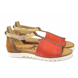 Червени анатомични дамски сандали, естествена кожа - ежедневни обувки за пролетта и лятото N 100012654